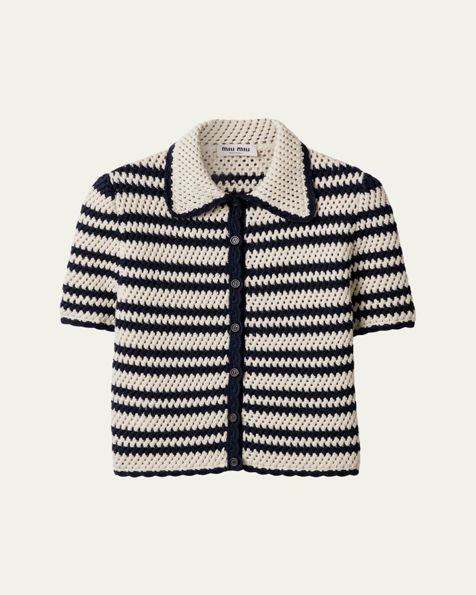Cotton Crochet Short-Sleeve Cardigan